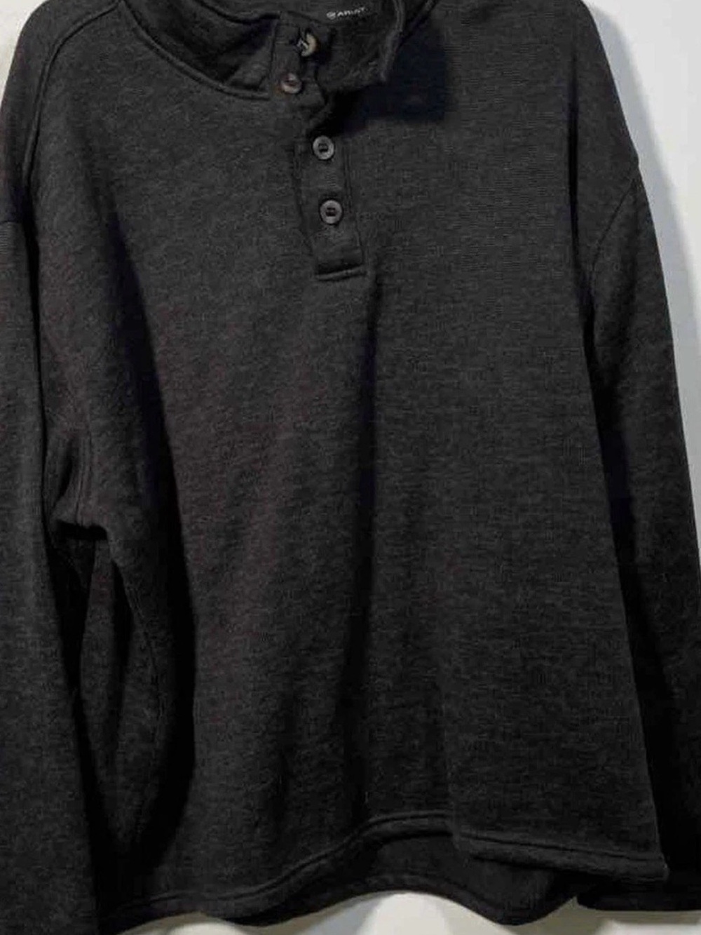 Ariat Mens Wesley Sweater Charcoal Grey Fleece Button Mock Neck Pullover XXL